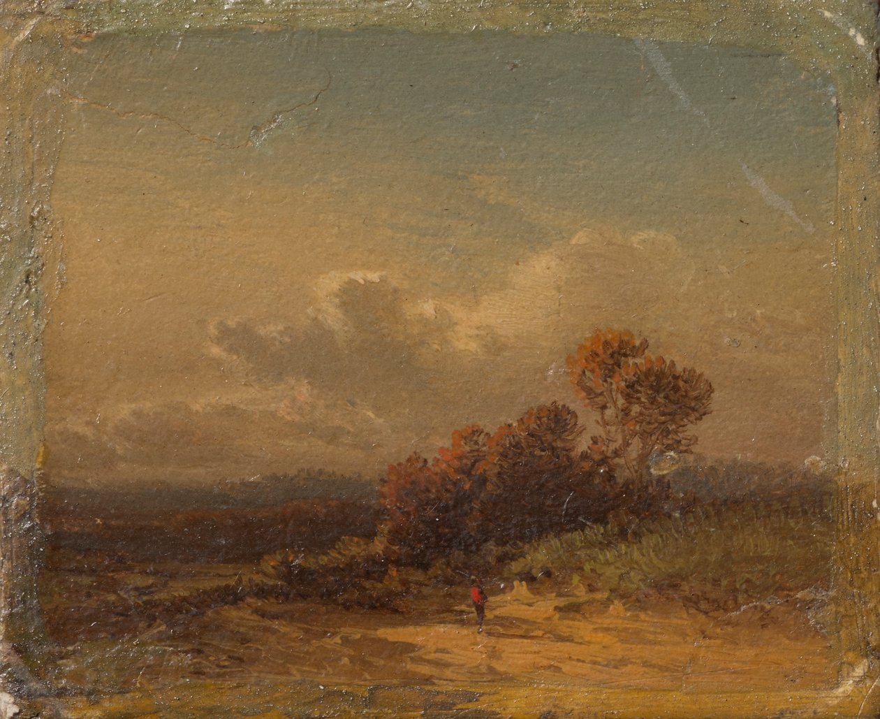 Kırmızı şapkalı adamla yaz manzarası by Eduard Schleich der Ältere