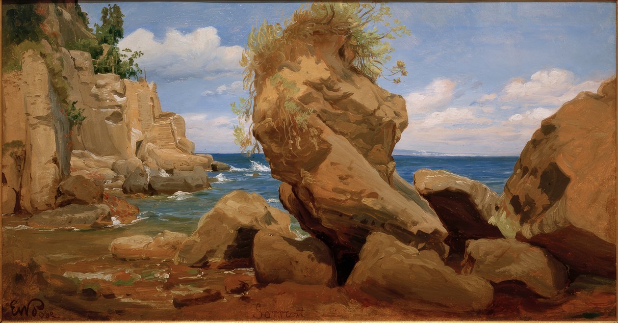Sorrento yakınlarındaki kıyı manzarası by Eduard Wilhelm Pose