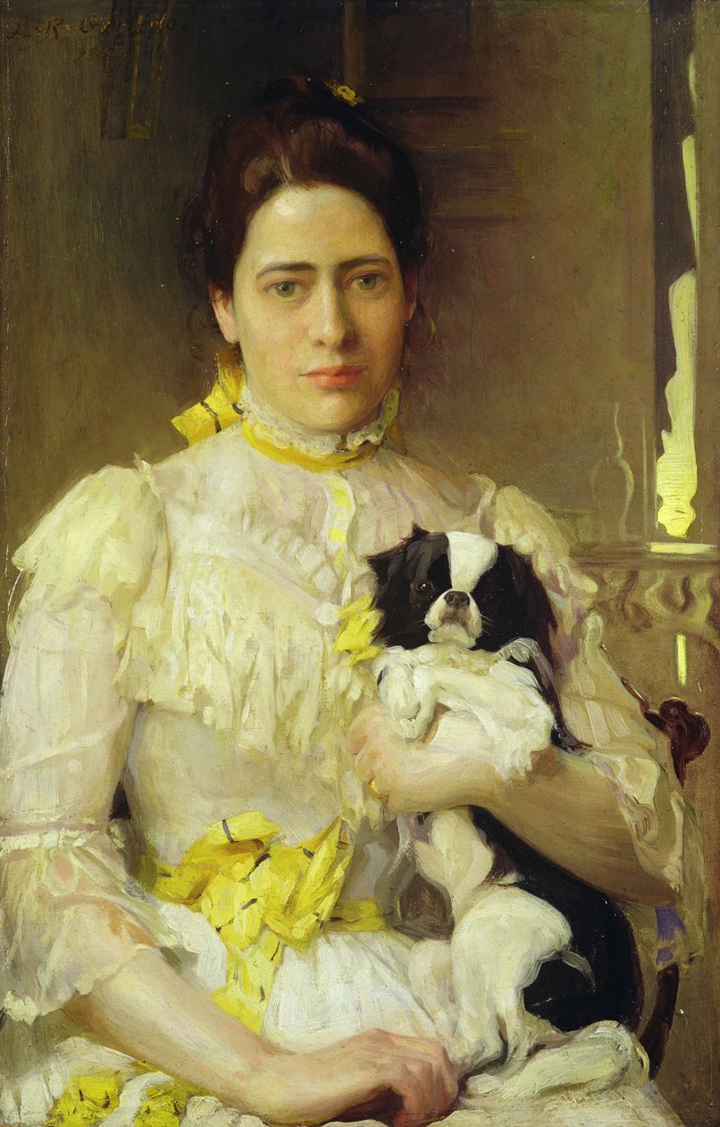 Kucak köpeği olan bayan by Eduardo Leon Garrido