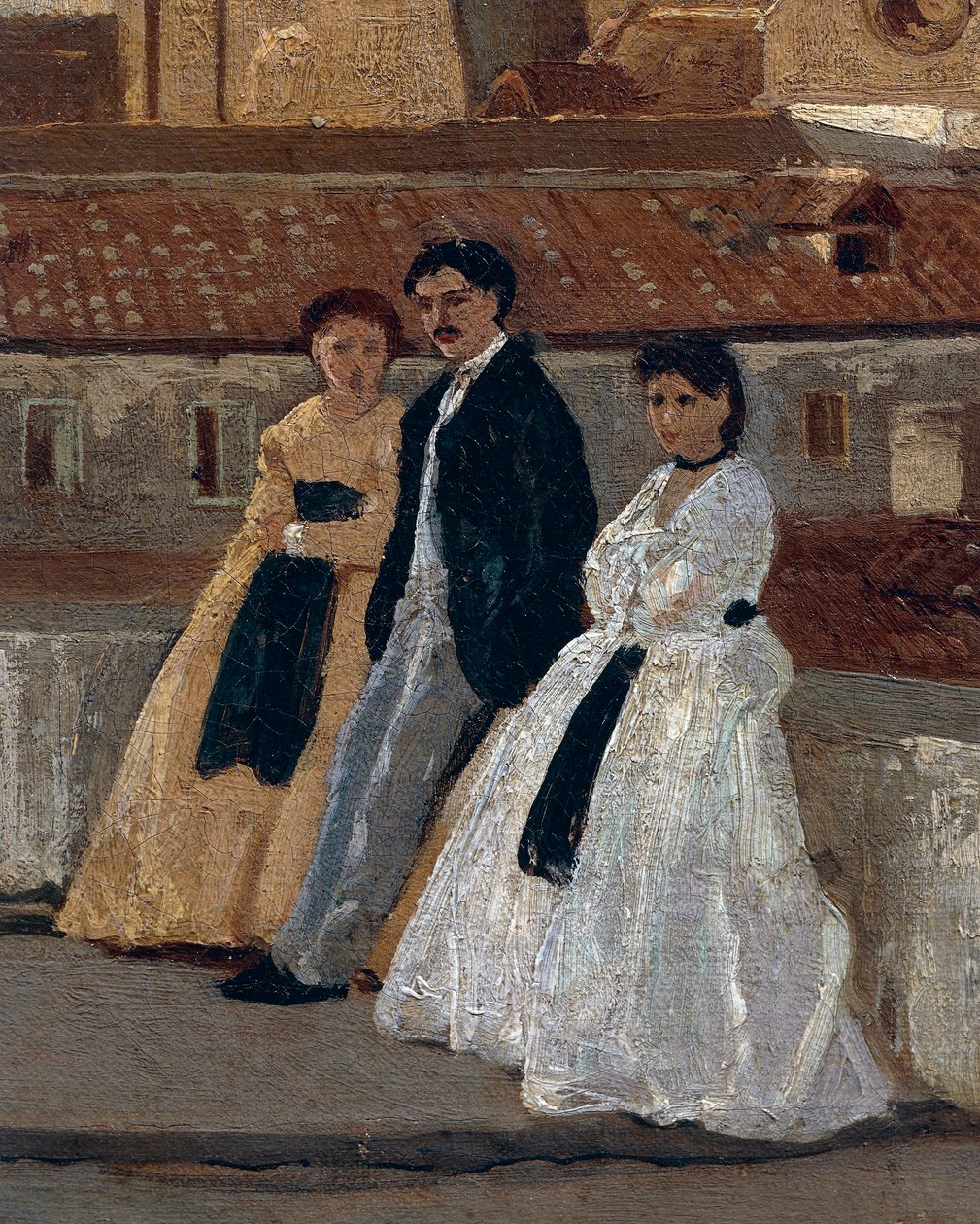 Teras, Edoardo Dalbono (1841-1915), panel üzeri yağlı boya, 45x30 cm. Detay. by Eduardo Dalbono