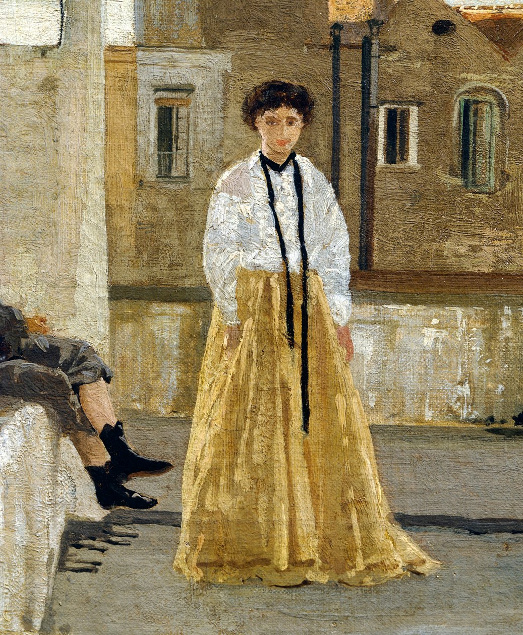 Teras, Edoardo Dalbono (1841-1915), panel üzeri yağlı boya, 45x30 cm. Detay. by Eduardo Dalbono