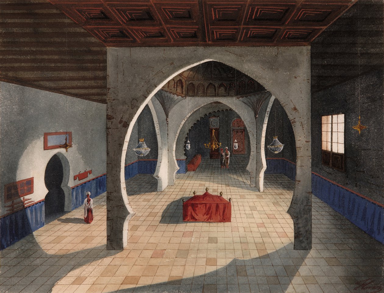 Bir Cami - Flores Ibanez, Eduardo (aktif 1870-1889) - Kağıt üzerine suluboya - 27x35 - Museo Carmen Thyssen, Malaga by Eduardo Flores Ibáñez