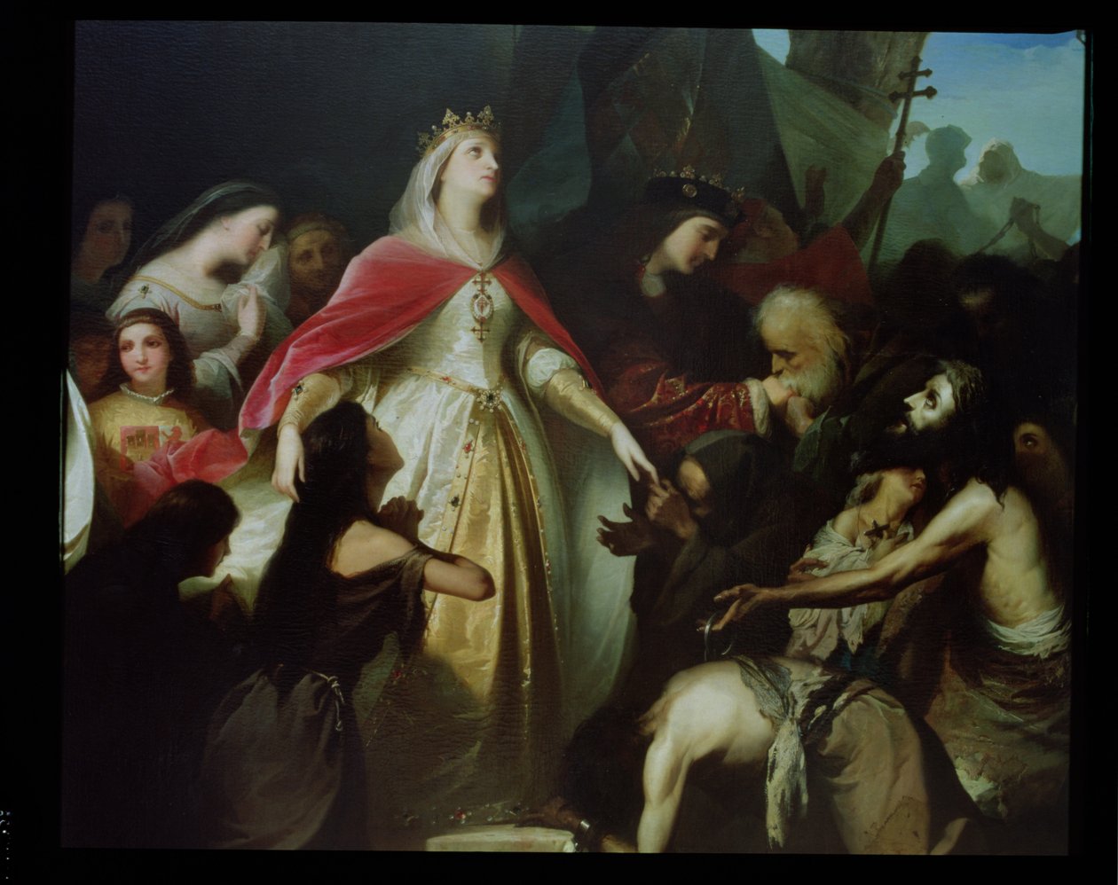 1487'de Malaga'nın Fethinden Sonra Hıristiyan Esirleri Kabul Eden Katolik Hükümdarların Detayı by Eduardo Javier Ramon Cano de la Pena