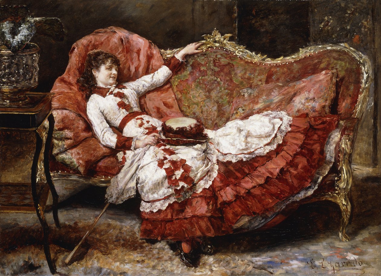 Kırmızı Elbiseli Zarif Bir Bayan, by Eduardo Leon Garrido