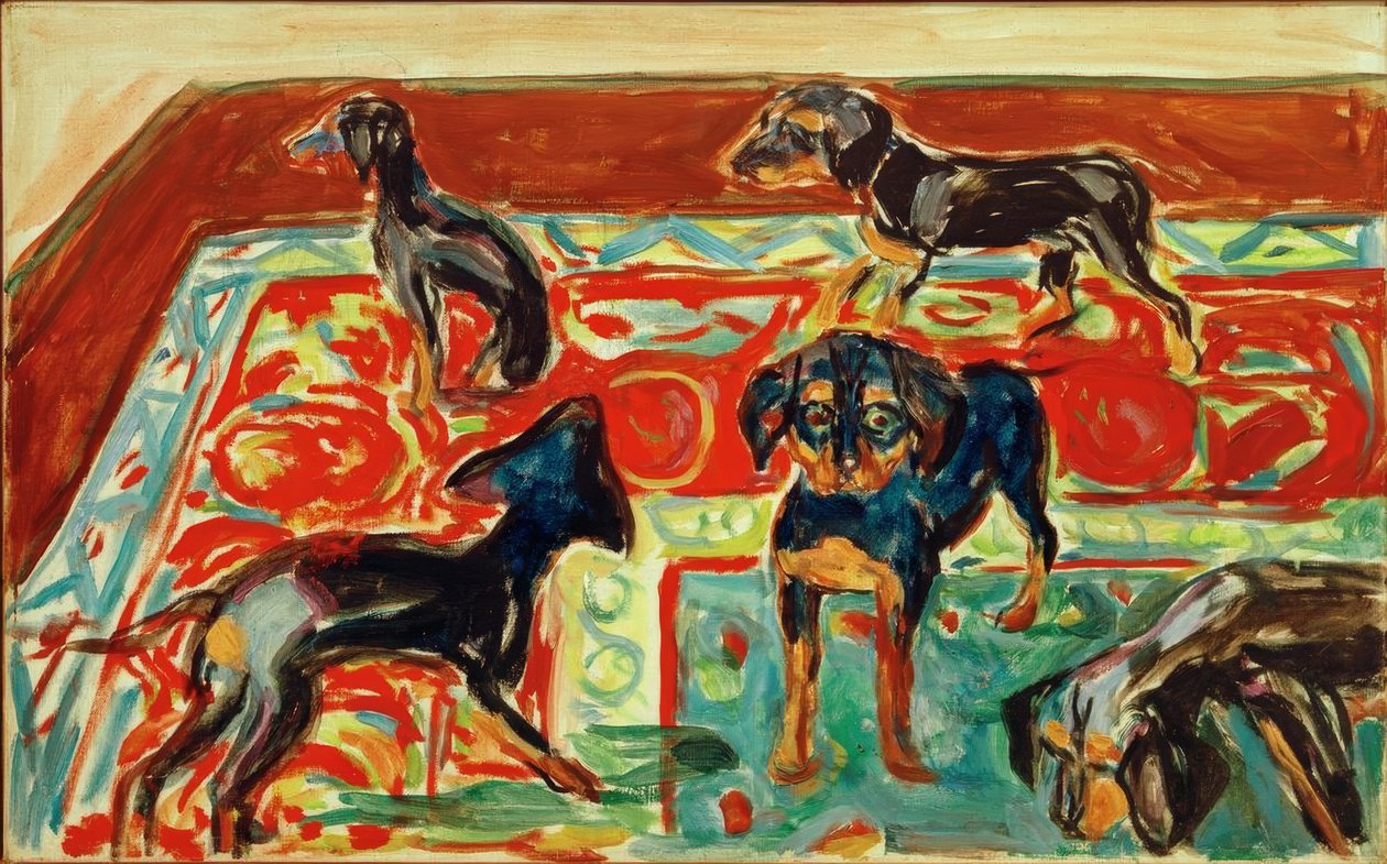 Halının üzerinde beş yavru by Edvard Munch