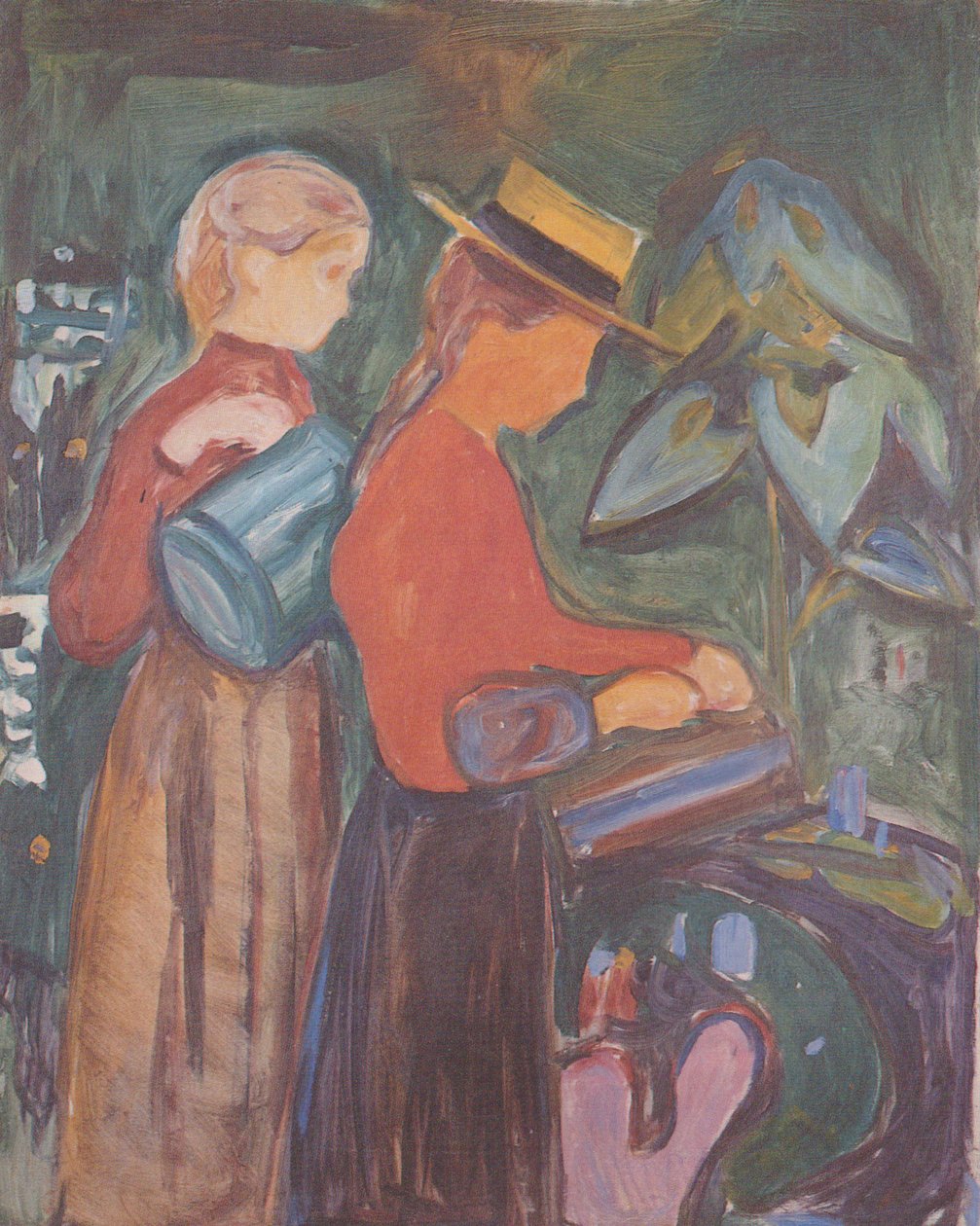 Kız sulama çiçekleri by Edvard Munch