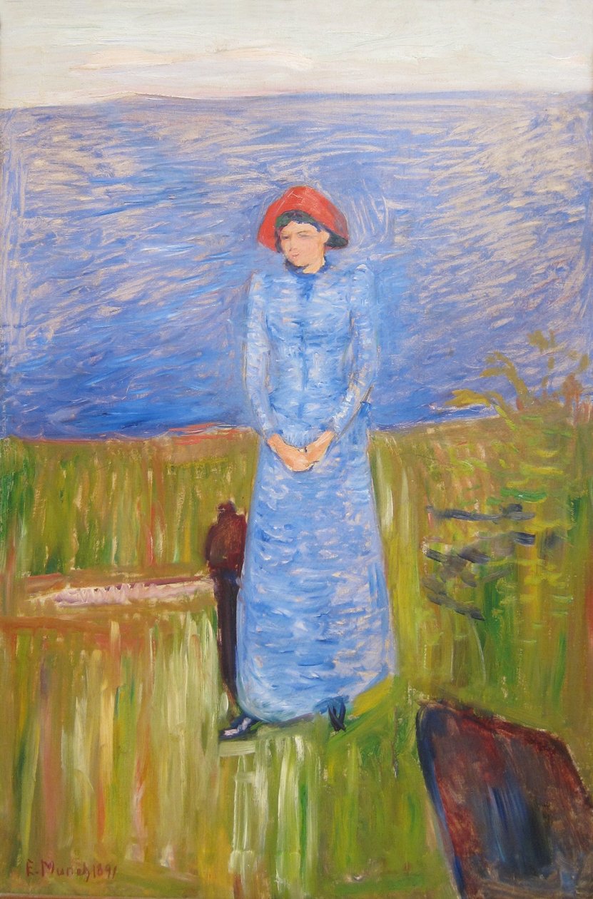 Mavi Suya Karşı Mavili Kadın by Edvard Munch
