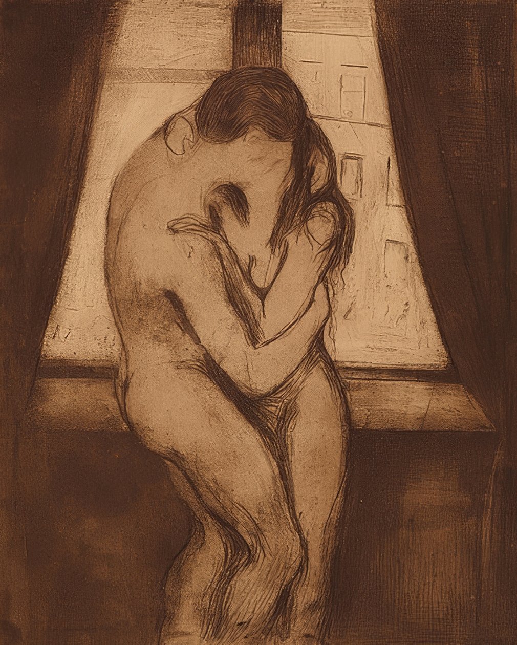 Öpücük. 1895 by Edvard Munch