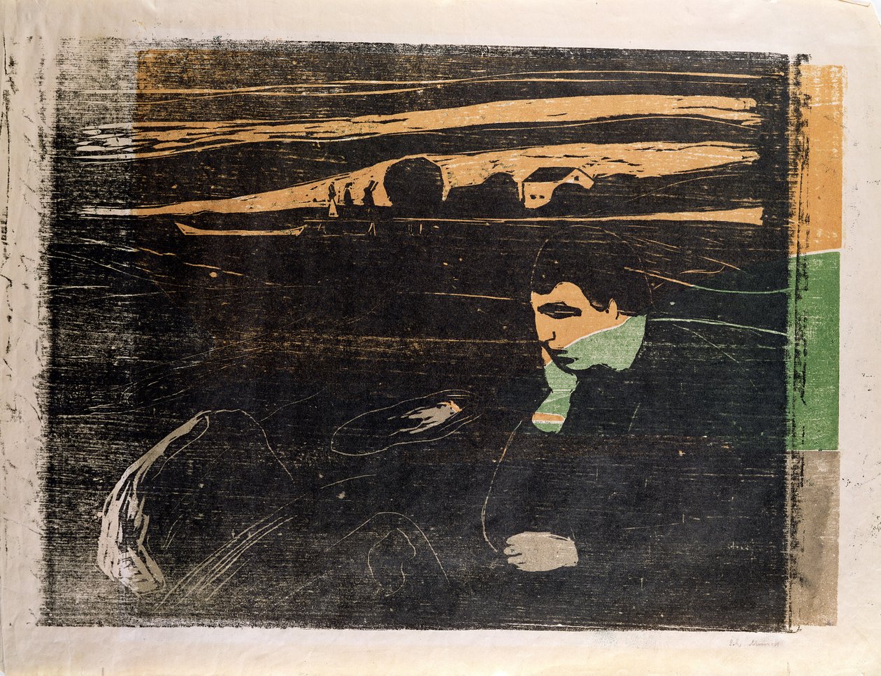 Akşam, Melankoli: Sahilde (Abend, Melancholie am Strand) (tahta baskı) by Edvard Munch