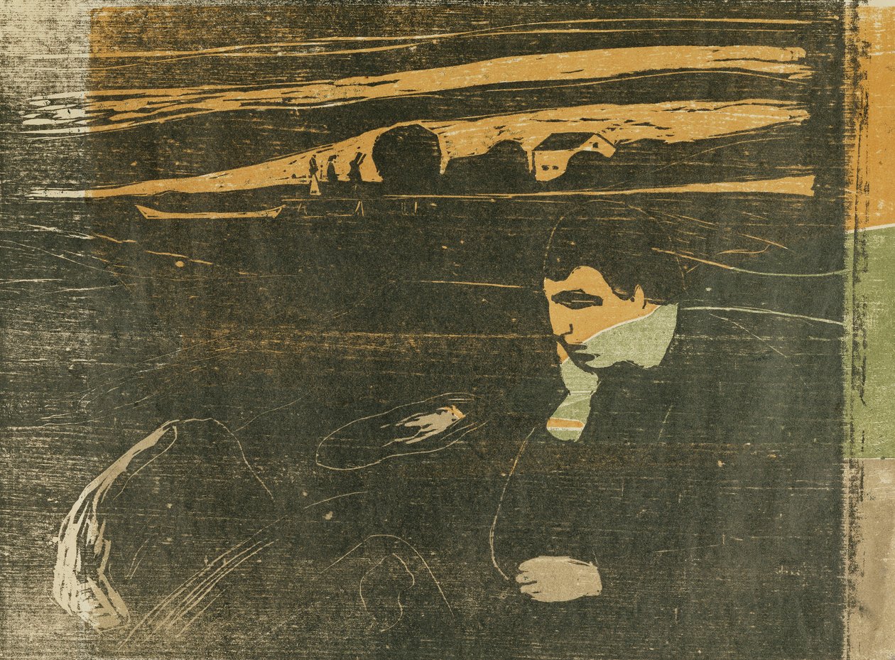 Akşam, Melankoli: Sahilde; Abend Melancholie: Am Strand (SCH. 144 B II) by Edvard Munch