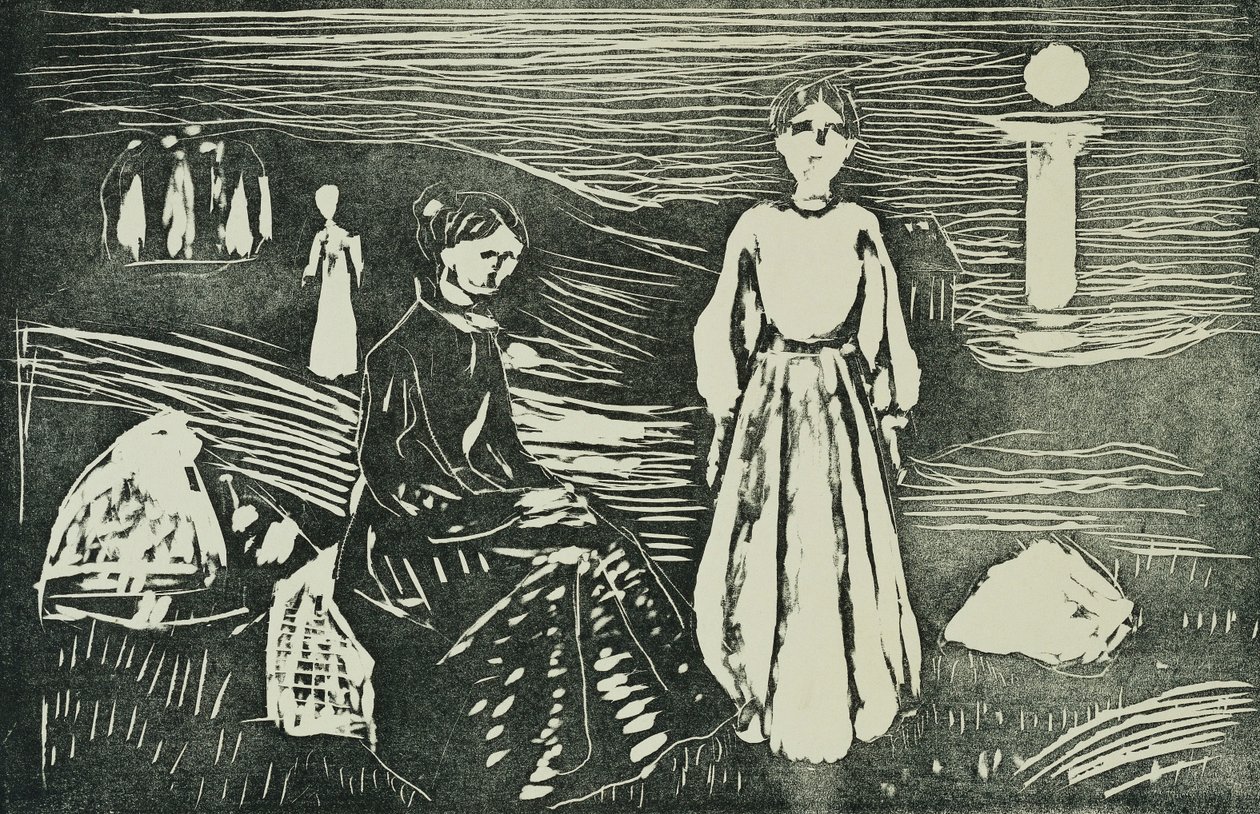 Yaz gecesi deniz sahilinde kadınlar (SSH. 339) by Edvard Munch