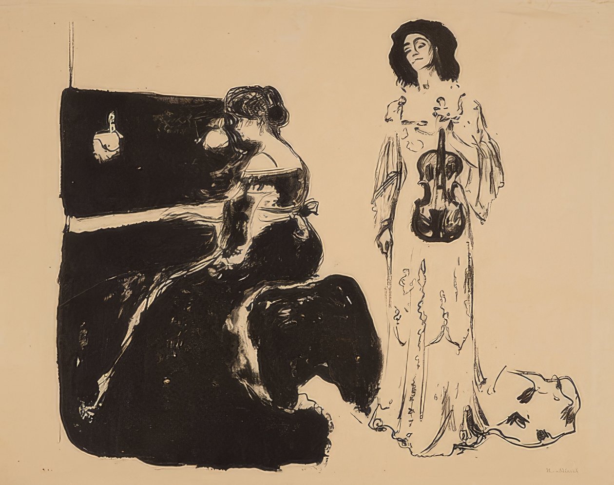 Keman konseri. Eva Mudocci (keman) ve Bella Edvards. 1903 by Edvard Munch