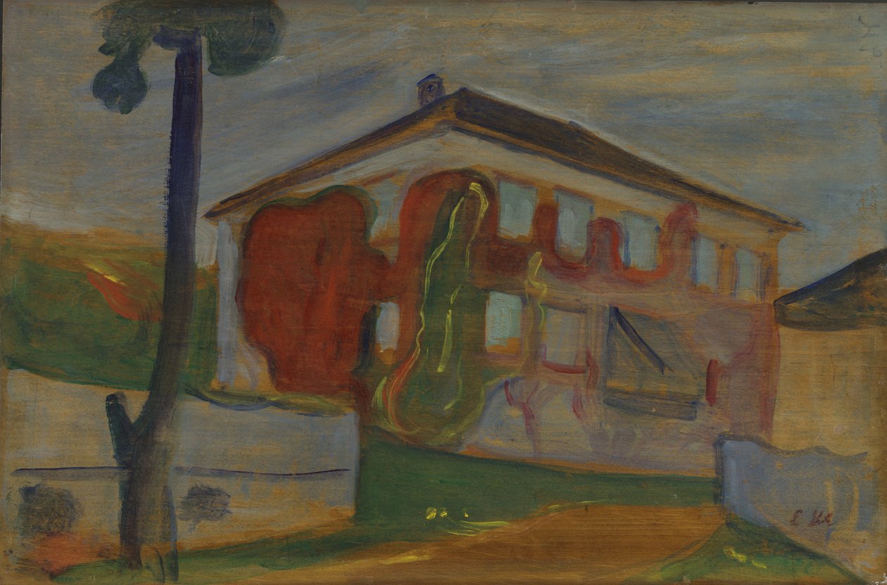 Red Virginia Creeper'lı Ev, 1900 dolayları (gemide yağ) by Edvard Munch