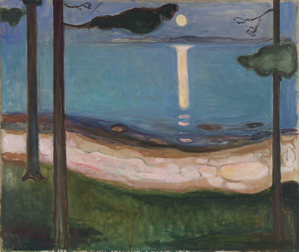 Ay ışığı İskandinav manzarası. Edvard Munch