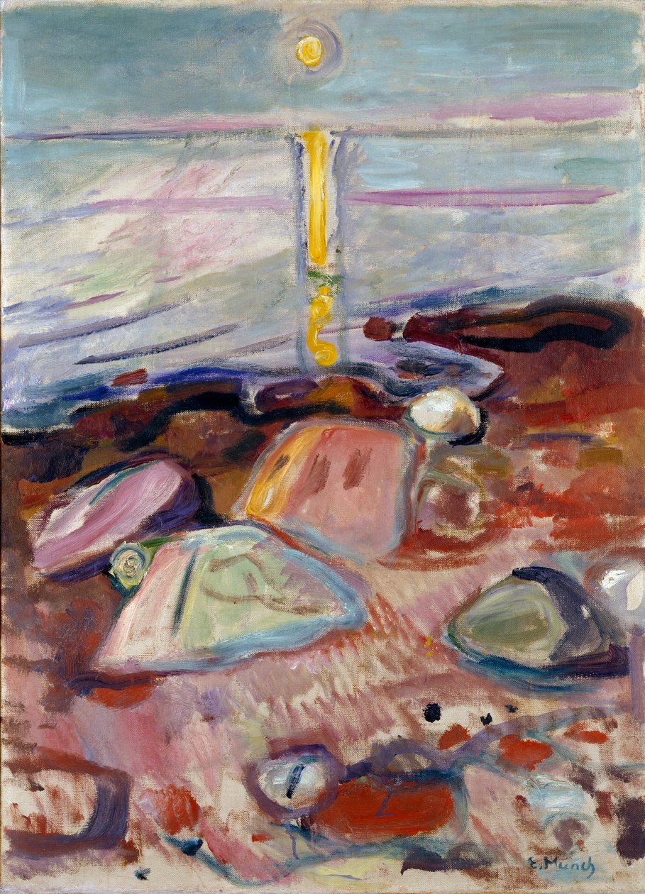 Sahilde Ay Işığı Tablosu Edvard Munch (1863-1944) 1904-1905 Dim. 90x65 cm Oslo, Belediye Sanat Koleksiyonları by Edvard Munch