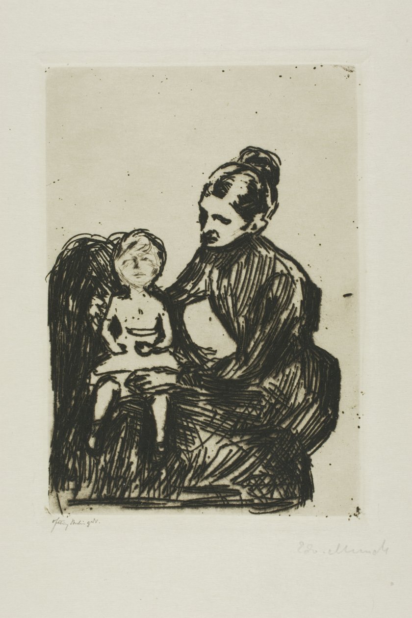 Oğlanla Hemşire/Anne ve Ağlayan Çocuk by Edvard Munch
