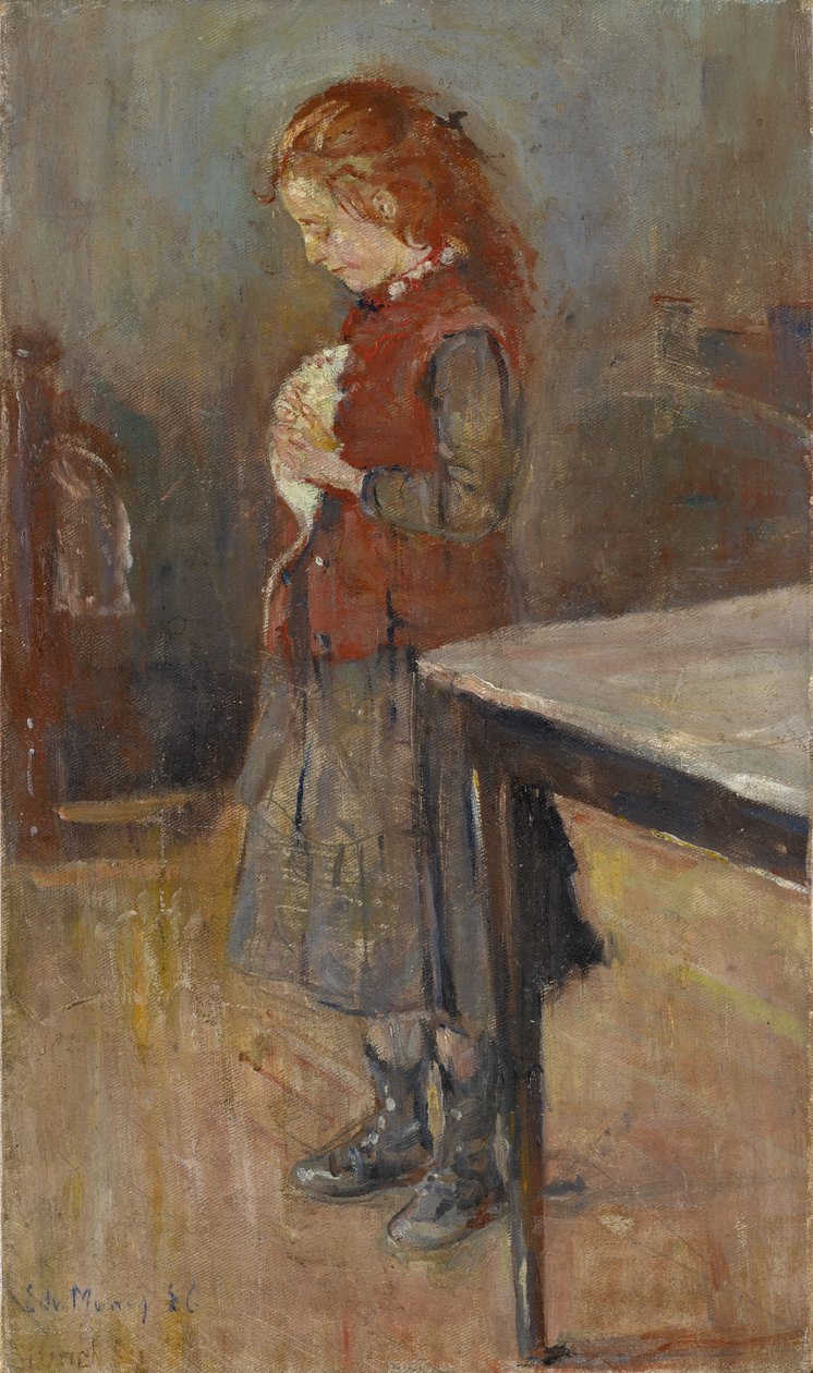 Beyaz Fareli Kızıl Saçlı Kız, 1886 by Edvard Munch