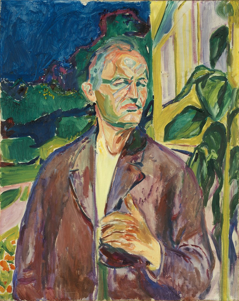 Ev Duvarı Önünde Otoportre by Edvard Munch