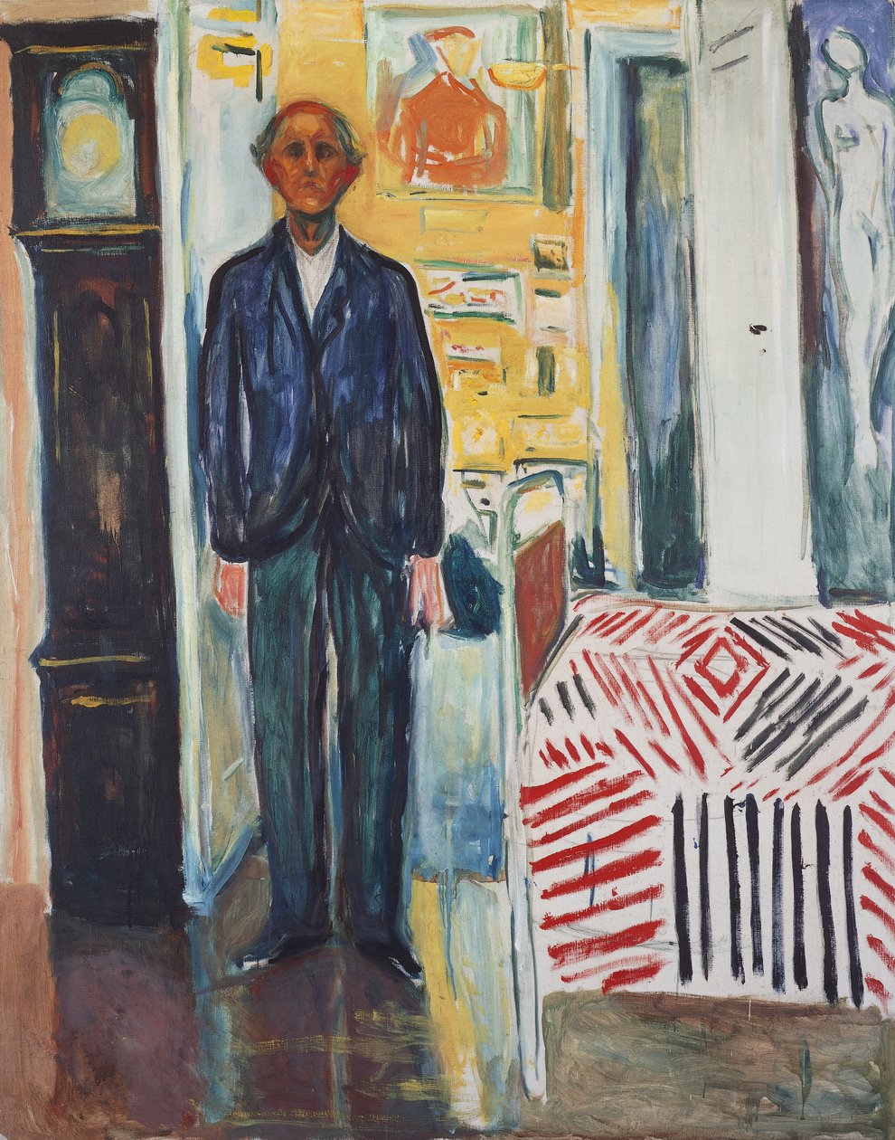 Otoportre, Saat ve Yatak Arasında by Edvard Munch