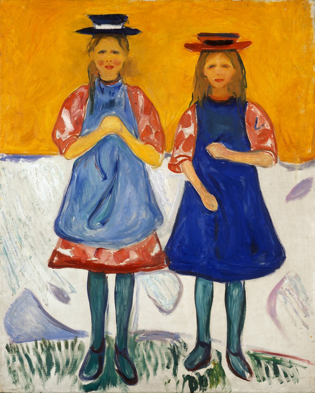 Mavi Önlüklü İki Küçük Kız by Edvard Munch