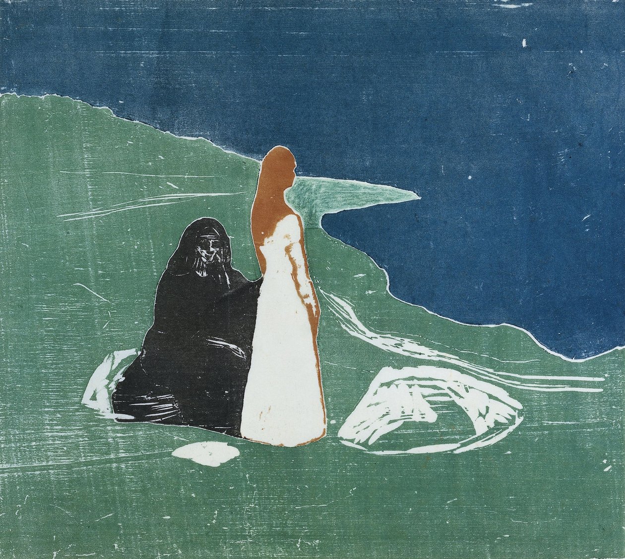 Sahilde iki kadın, 1898 (renkli gravür) by Edvard Munch