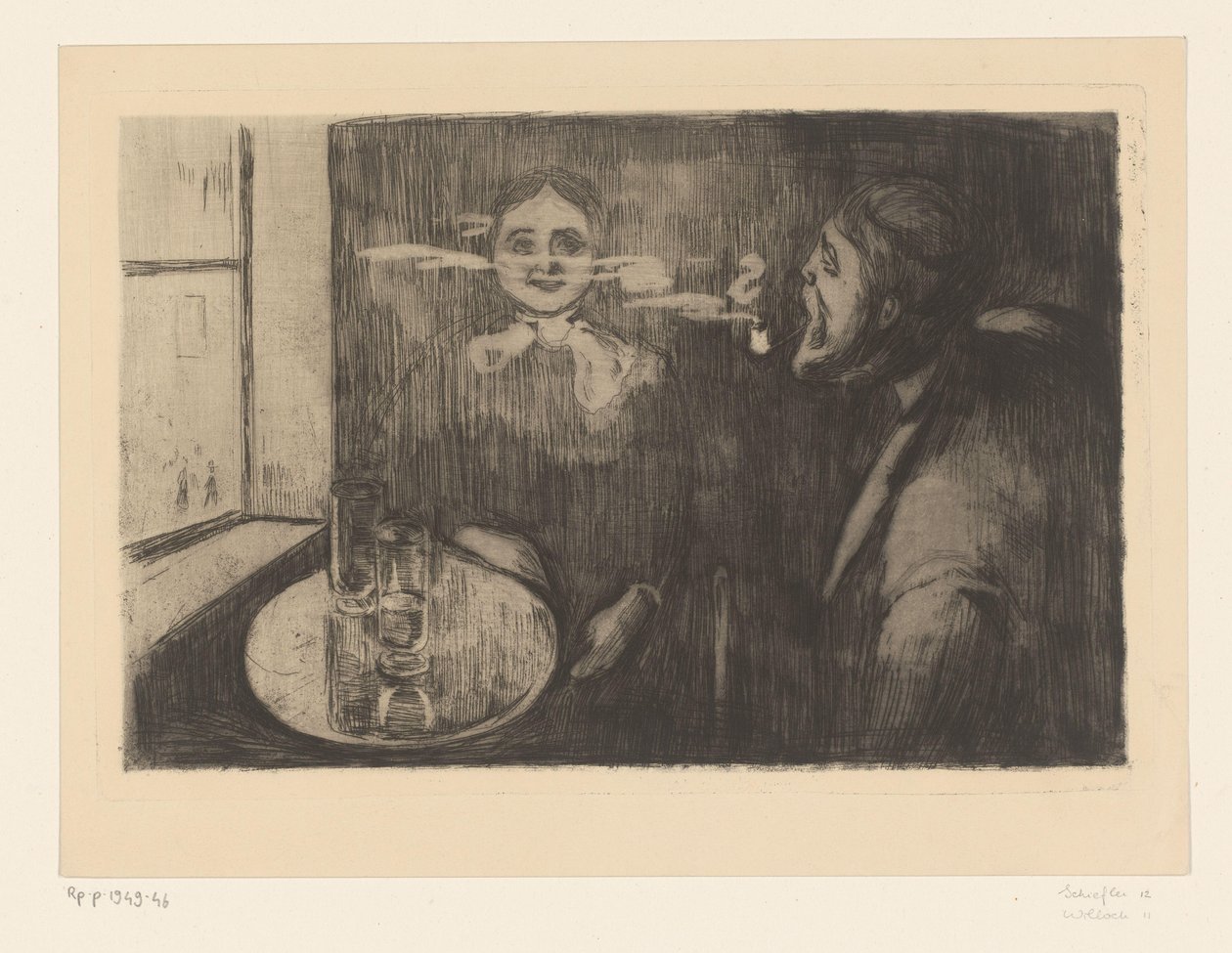 Kadın ve pipo içen bir adam masada Tête-à-Tête (orijinal başlık) by Edvard Munch