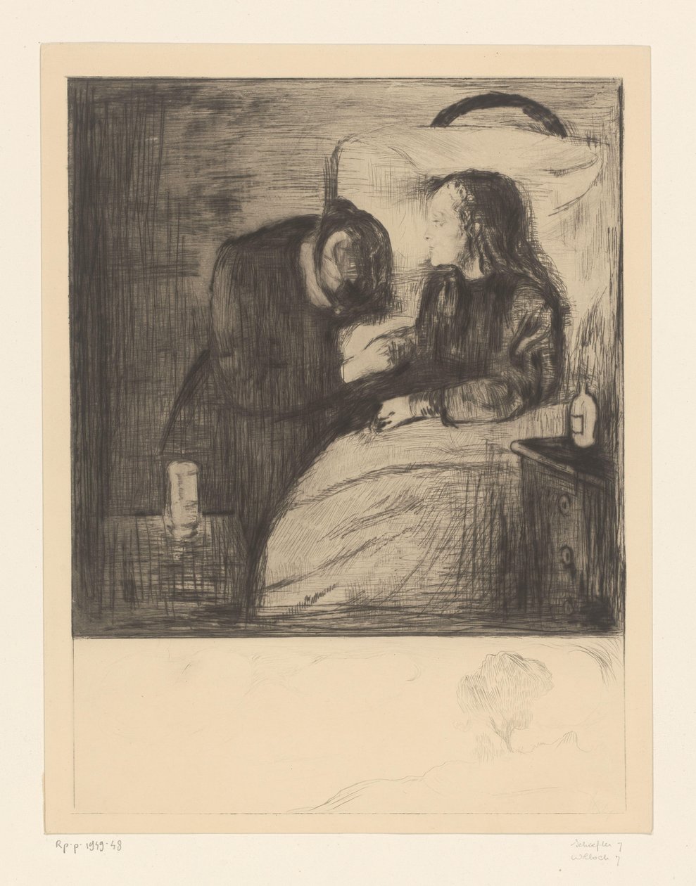 Hasta bir çocuğun yanında kadın Hasta Çocuk (orijinal başlık) by Edvard Munch