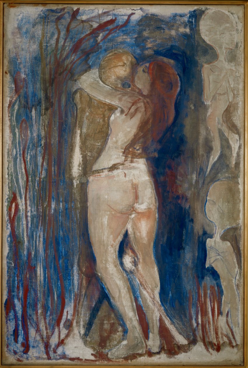 Genç Kız ve Ölüm (tuval üzerine resim) by Edvard Munch