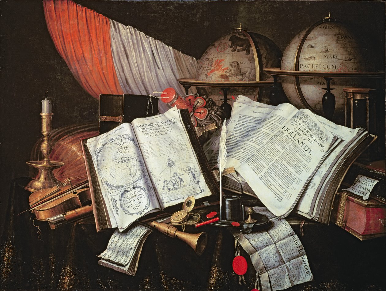 Vanitas (yağ) by Edwaert Colyer or Collier