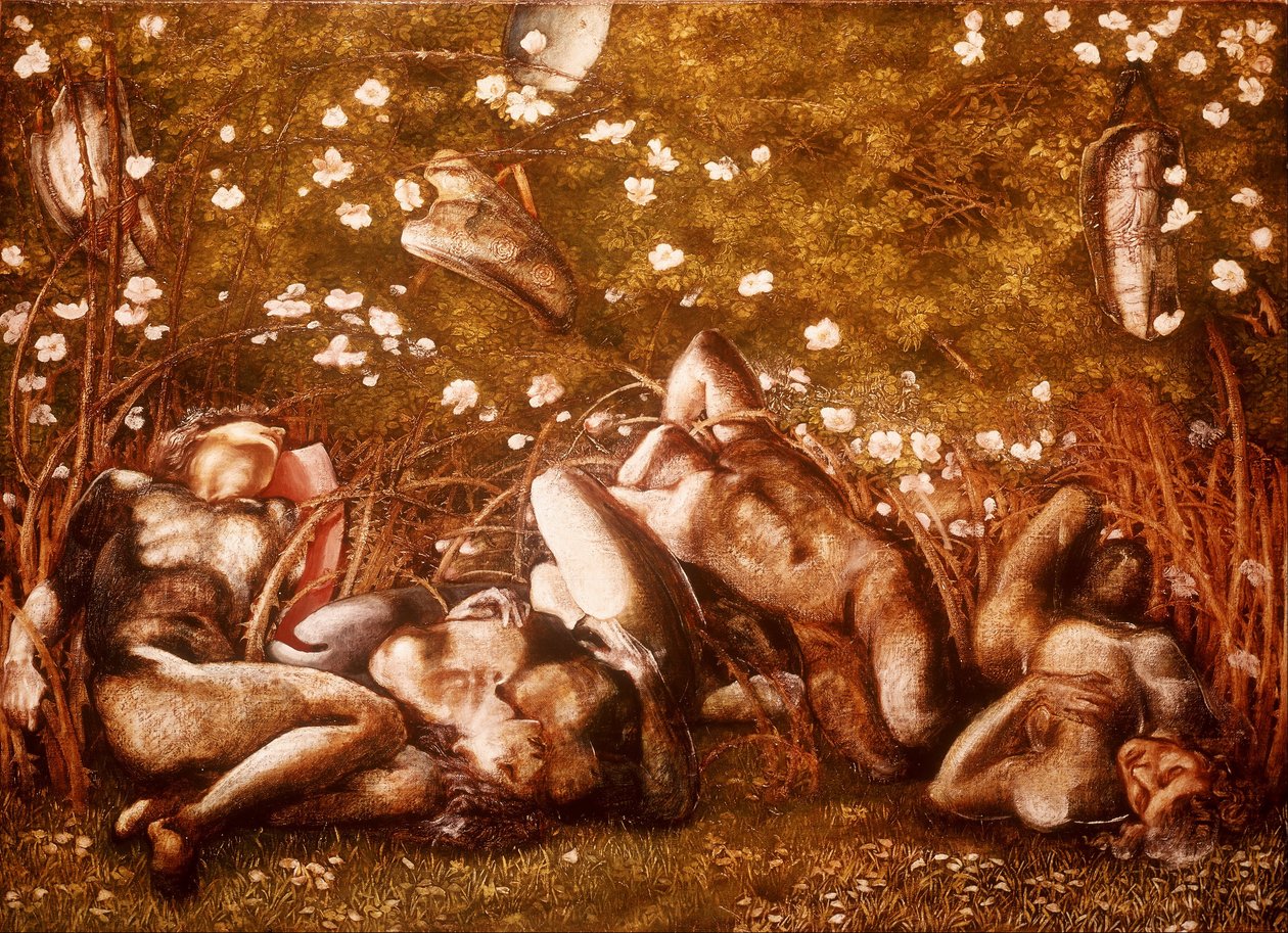 Uyuyan Şövalyeler için Çalışma by Edward Burne Jones
