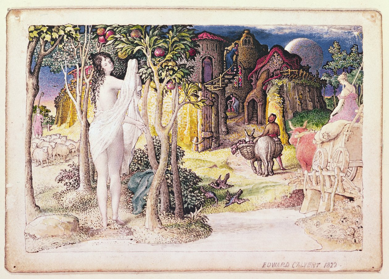 İlkel Şehir, 1822 (kalem ve mürekkep ve tuvalet) by Edward Calvert