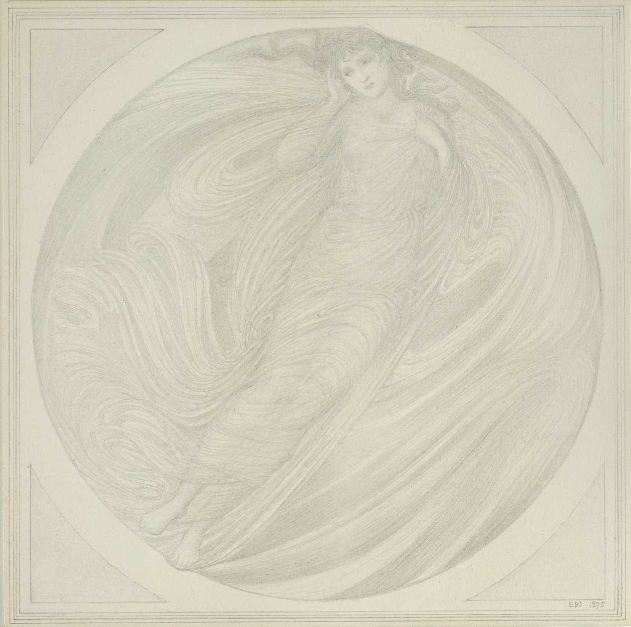 Alevler arasında yüzen Eurydice, 1872-75 (kağıt üzerinde grafit) by Edward Burne Jones