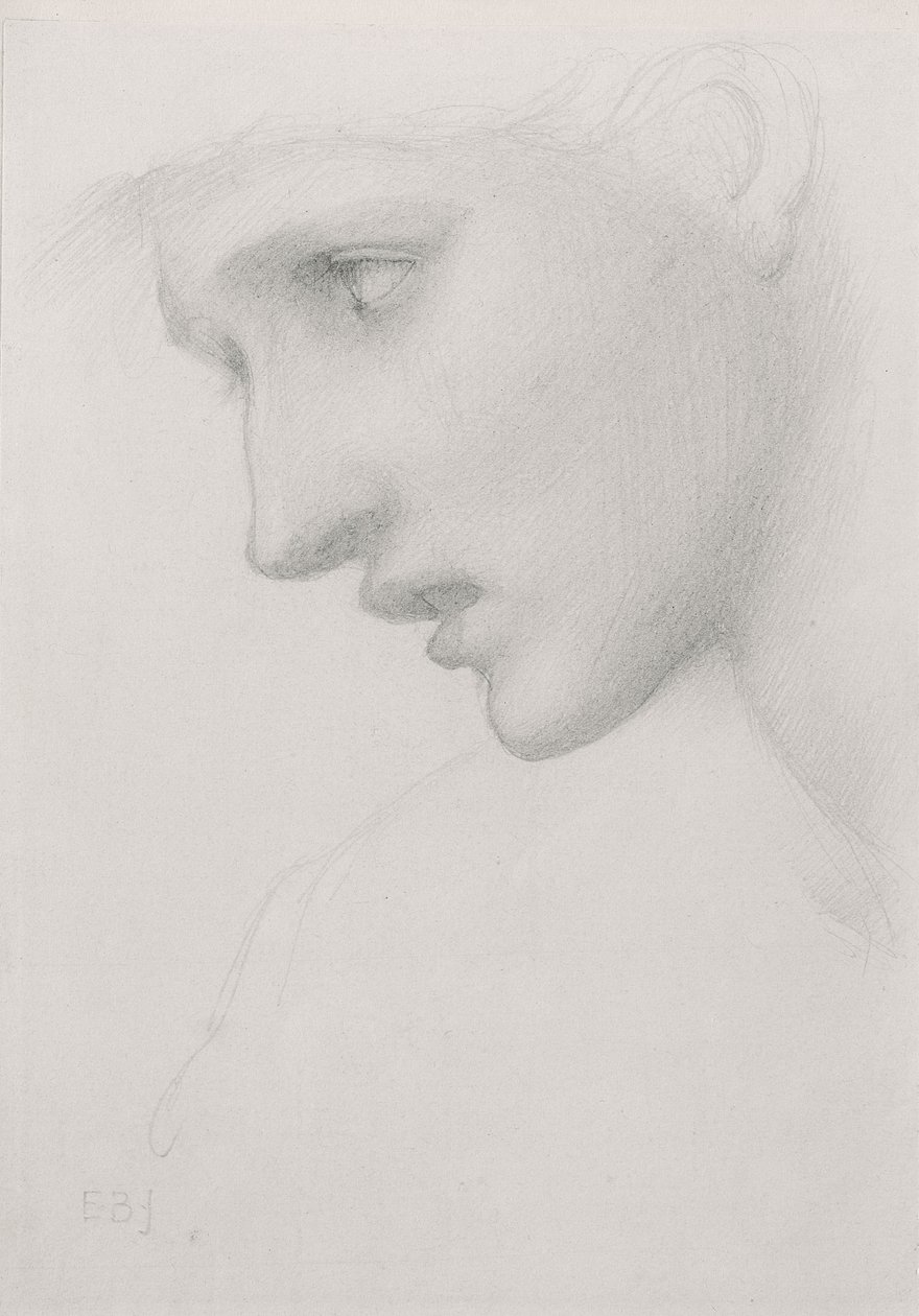 Soldaki profilde kadın kafası by Edward Burne Jones
