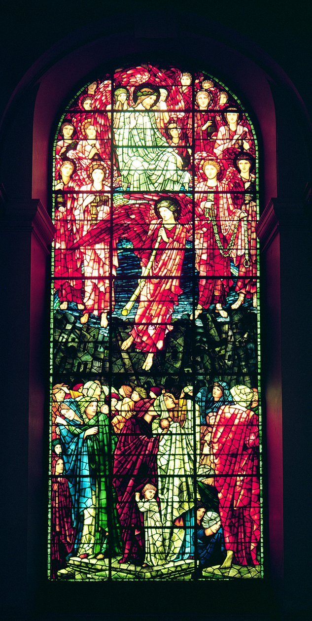 Son Yargı, batı penceresi (vitray) by Edward Burne Jones