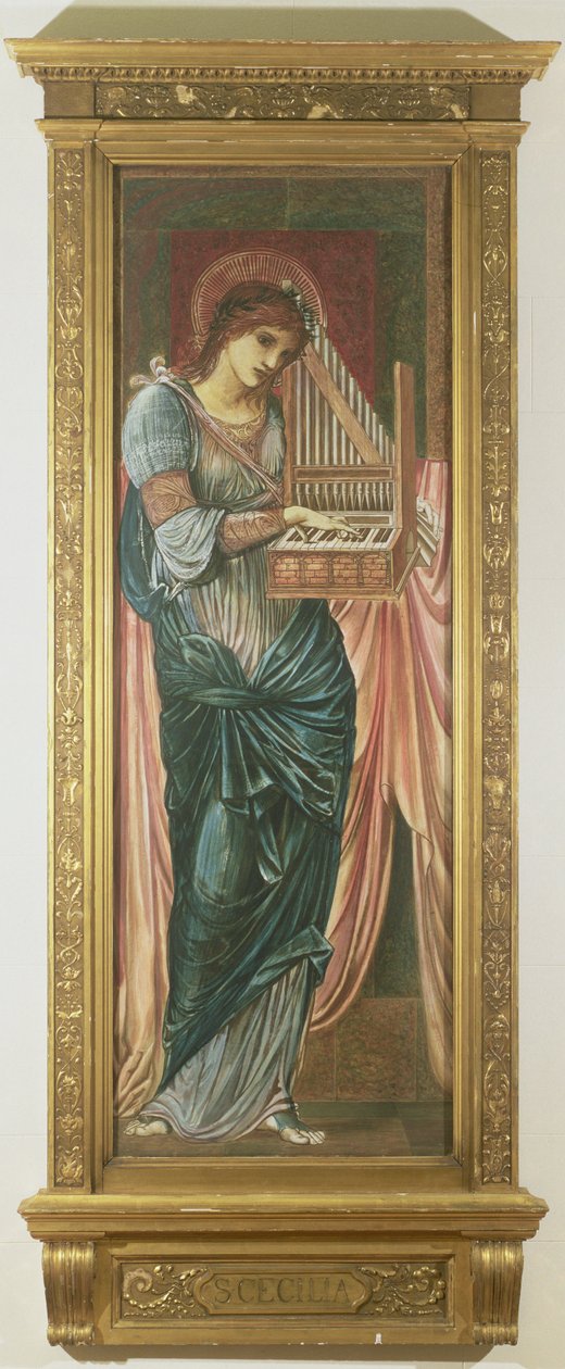 St. Cecilia (tempera on panel) (see also 198348) by Edward Burne Jones