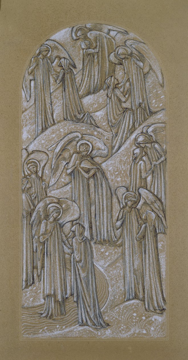 Vitray Pencere Çalışması (kağıt üzerinde tebeşir) by Edward Burne Jones