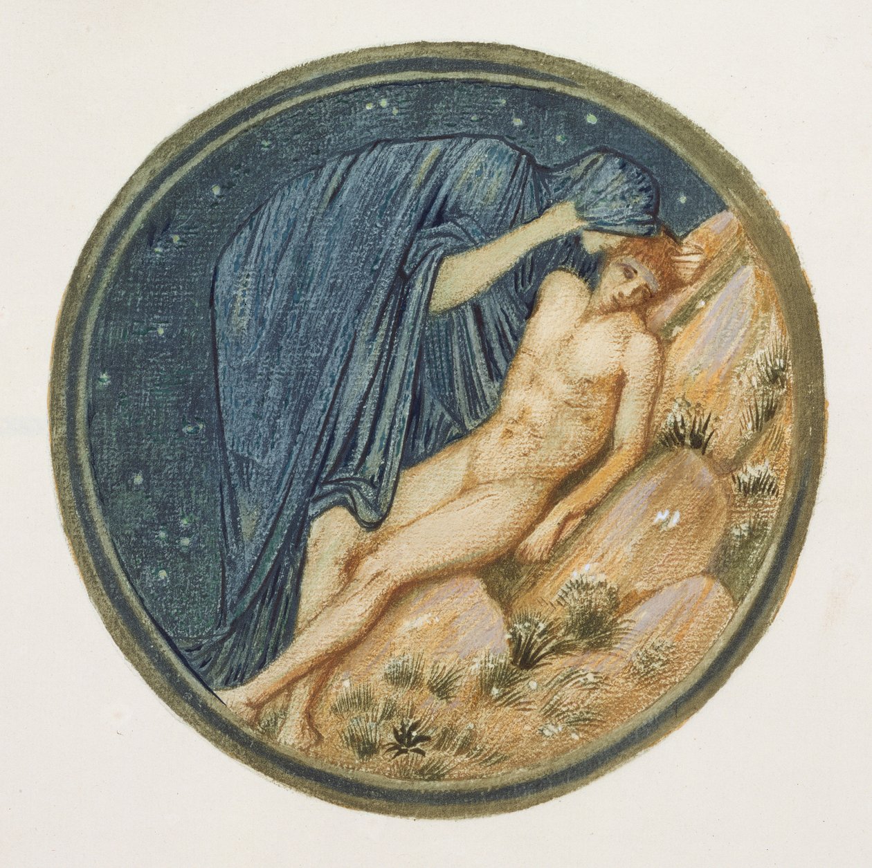 Çiçek Kitabı: XXXVIII. Gündüz ve Gece, 1905 (kağıt üzerine guajlı lito) by Edward Burne Jones