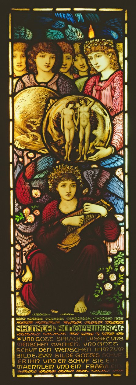 Yaratılışın Altıncı Günü'nü gösteren pencere, 1913 (vitray) by Edward Burne Jones