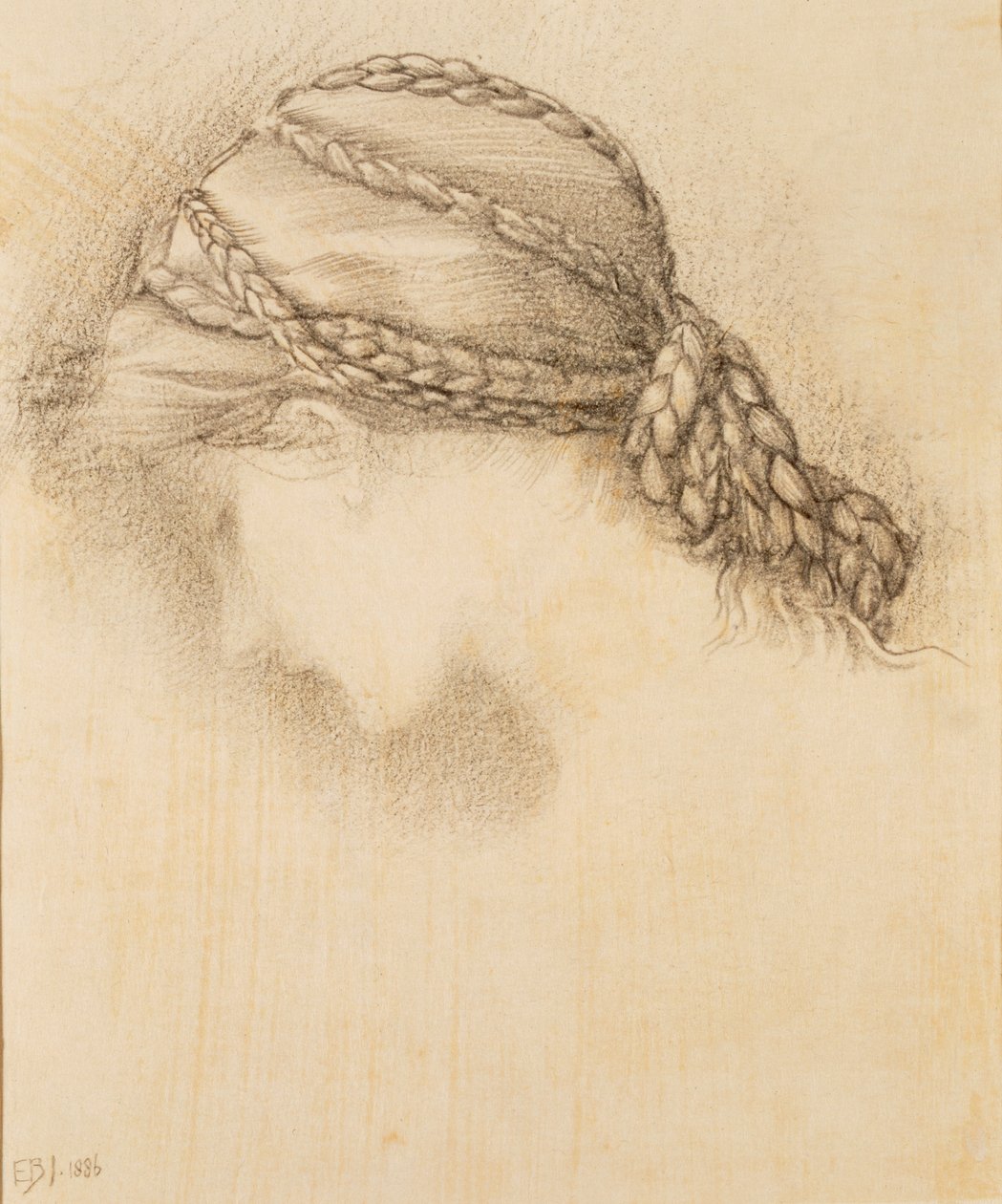 Kadının başı, eskiz defterinden detay, 1886 by Edward Burne Jones