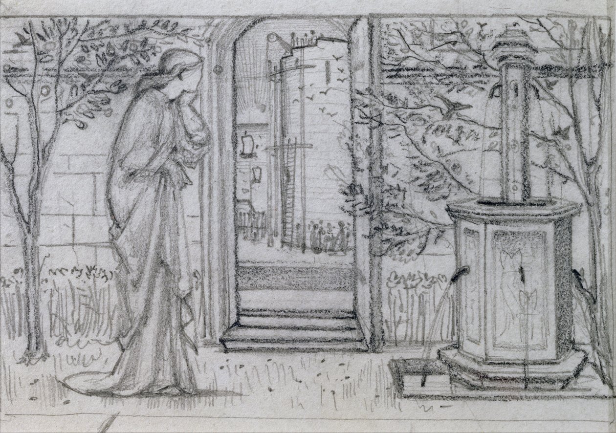Danae ve Brazen Tower için Bir Çalışma, 1869-70 by Edward Burne Jones