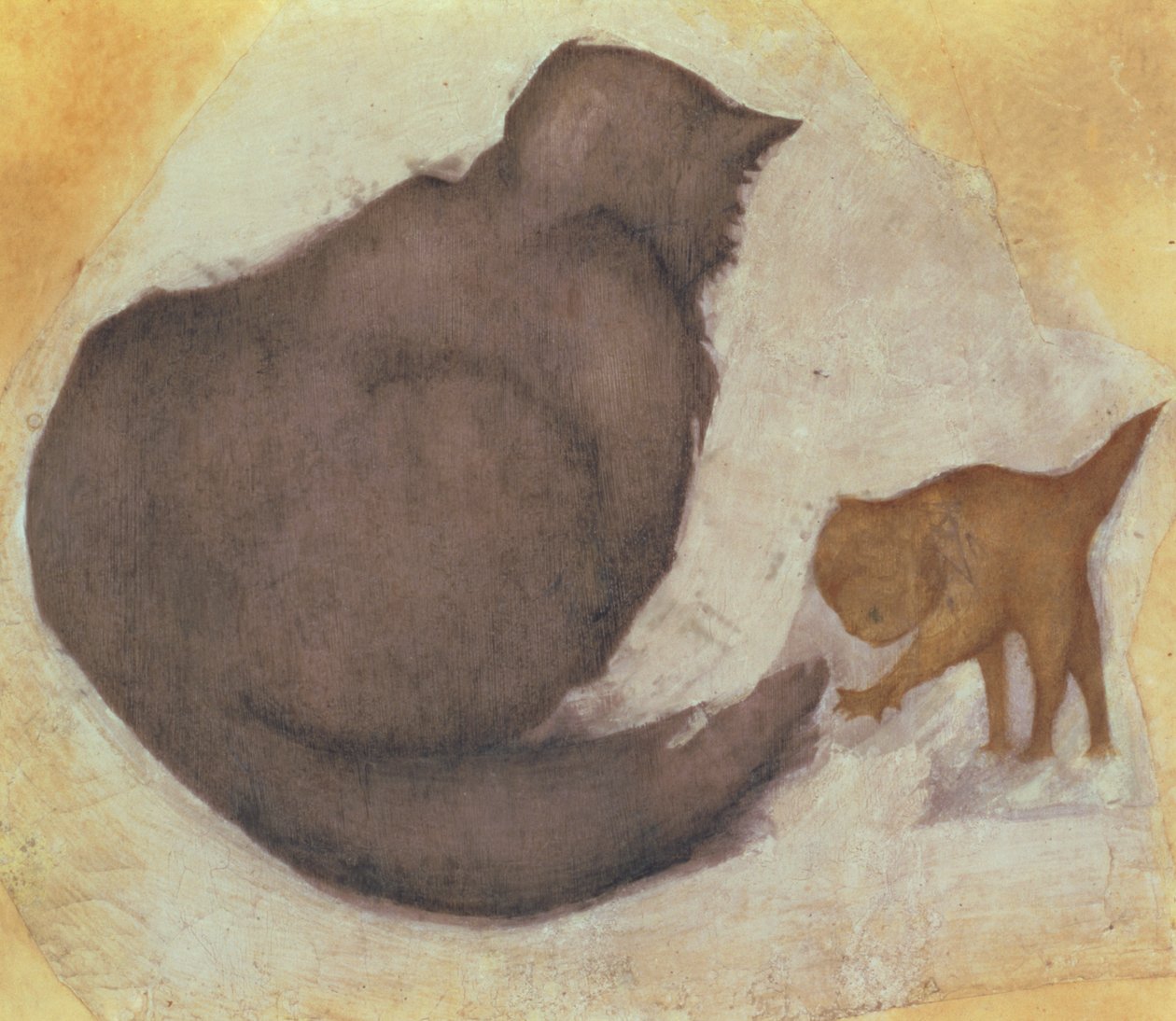 Kedi ve Yavru Kedi (alçı üzeri klozet) by Edward Burne Jones