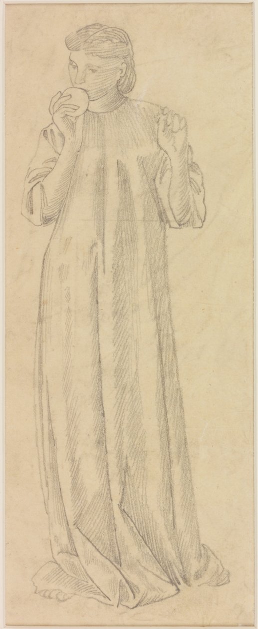 Elmalı Kadın Figürü (kağıt üzerine kurşun kalem (izleme)) by Edward Burne Jones