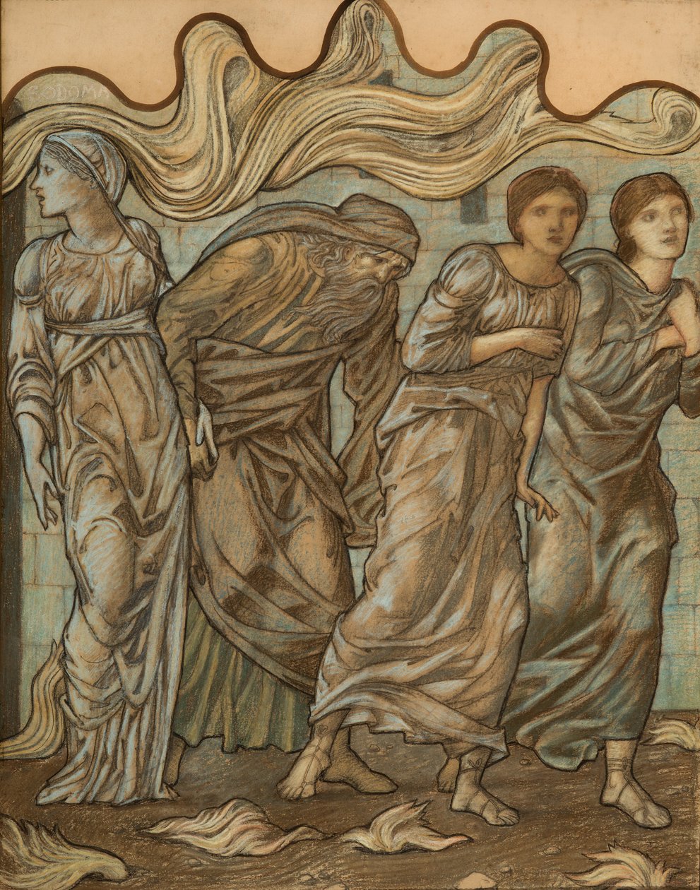 Lot ve Kızları, 1874 (kağıt üzerinde wc, tebeşir ve guaj) by Edward Burne Jones