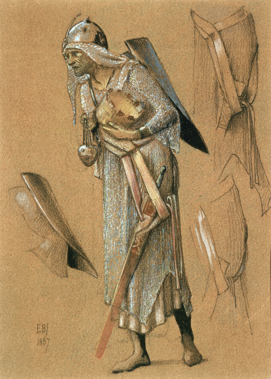 Melchior, 1887 (renkli tebeşirler ve altın) by Edward Burne Jones