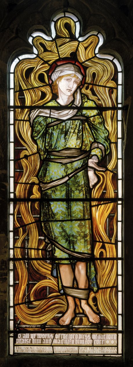 Shadrach, Ateşli Fırın, Batı Penceresi, 1870 by Edward Burne Jones