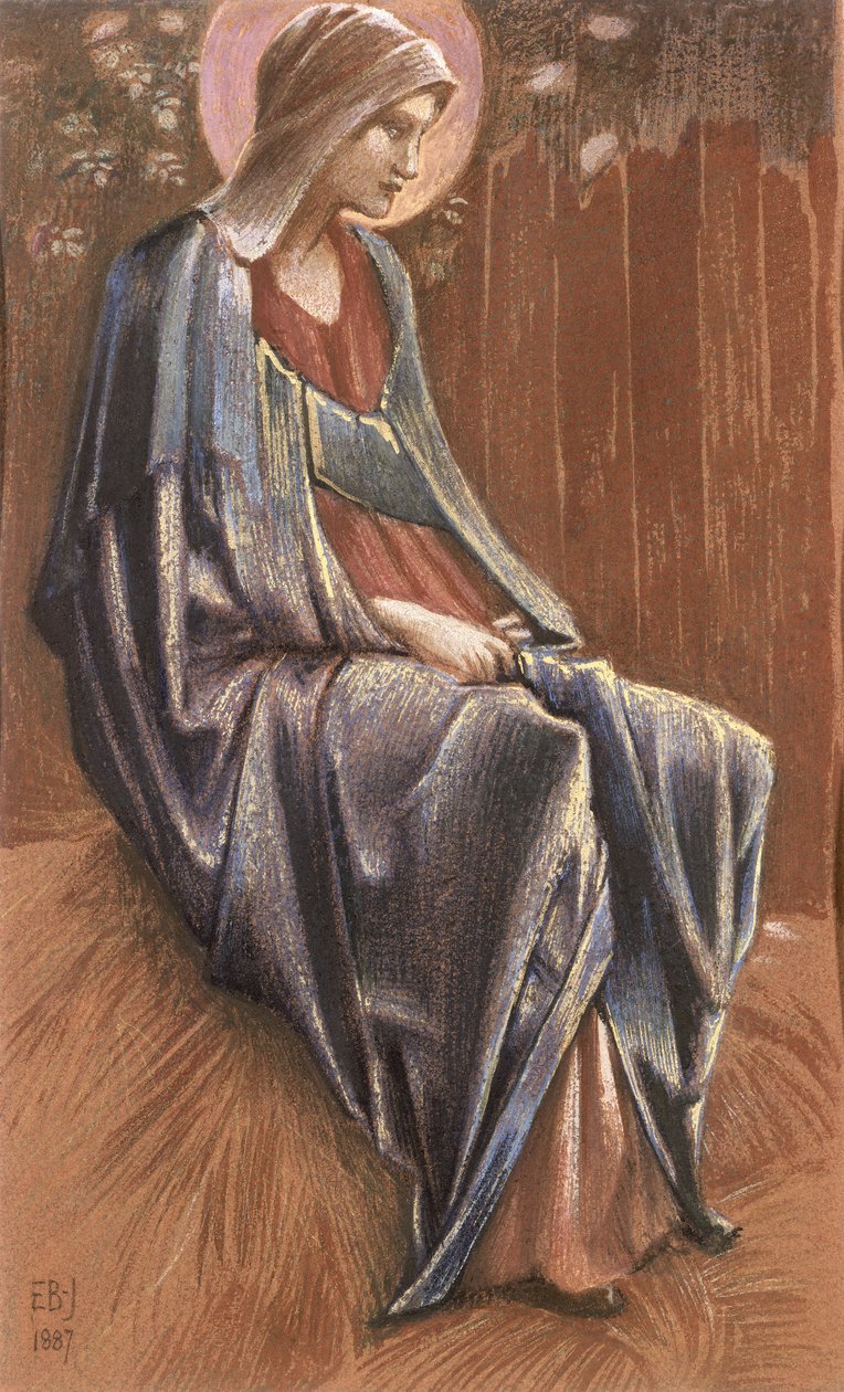 Bakire, 1887 (renkli tebeşirler ve altın) by Edward Burne Jones