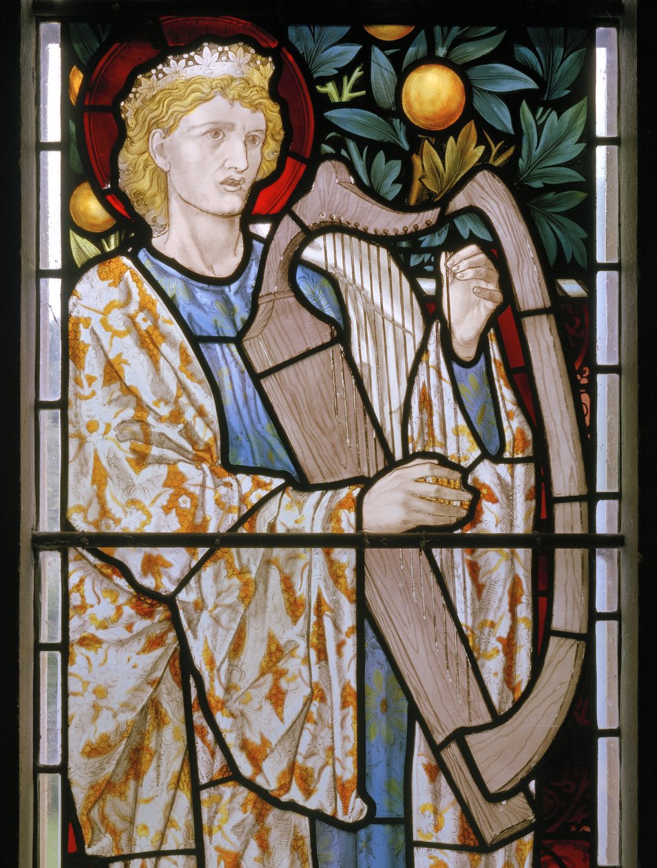 Waterford, St Michael & All Angels, Morris & Co., Edward Burne-Jones, King David Harping, 1872 by Edward Burne Jones