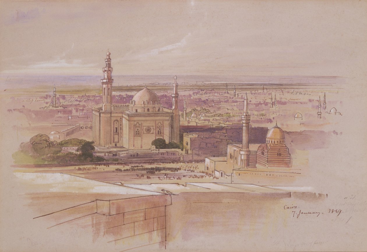 Agra Camii, Kahire, 1849 by Edward Lear