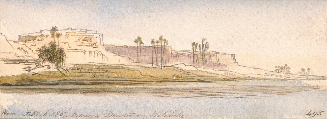 Dendur ve Kalabshe arasında by Edward Lear