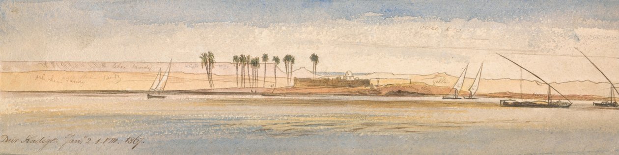 Deir Kadige, 13:00, 2 Ocak 1867 by Edward Lear